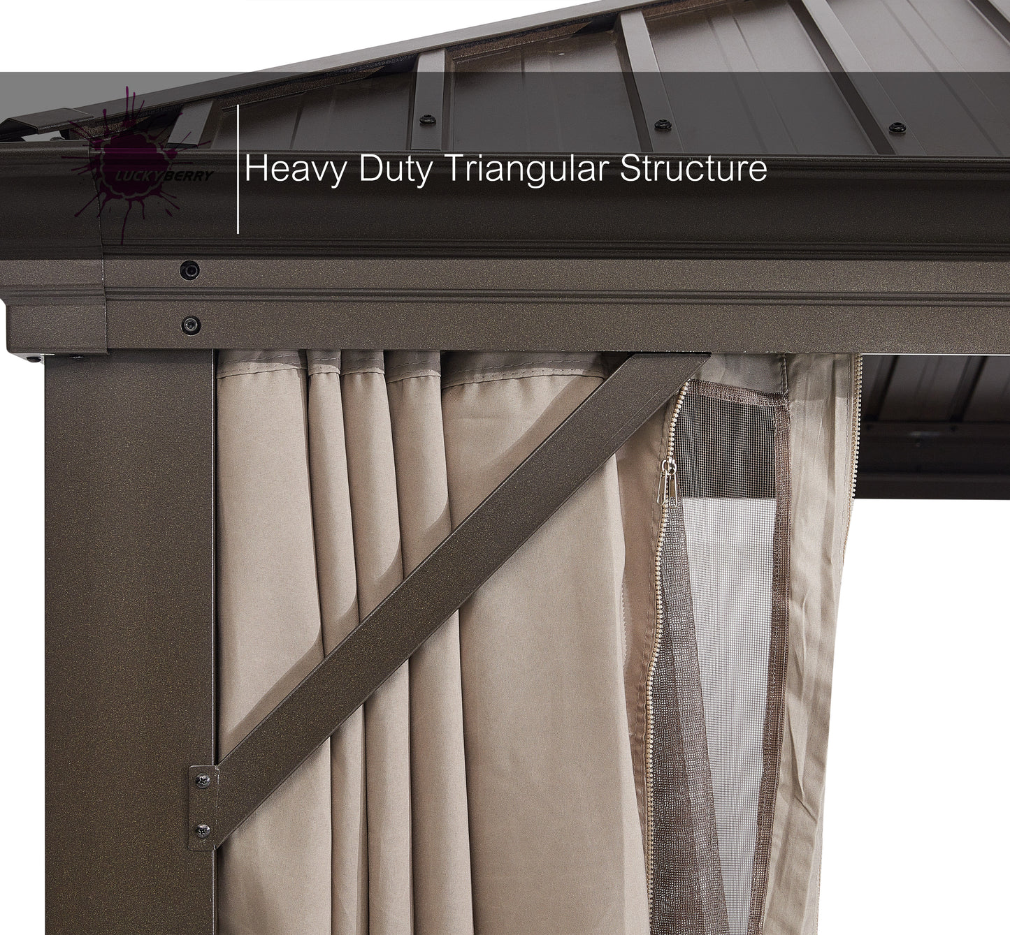 Luckyberry Four-Side Privacy Side Wall Curtain and mosquito net Set for 10-ft x 12-ft Gazebo