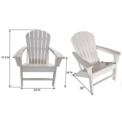 Luckyberry Outdoor Classic HDPE Plastic Adirondack Chair, White
