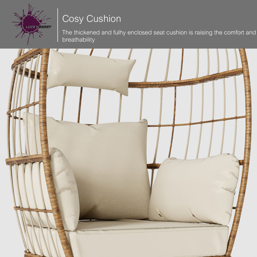 Luckyberry Patio Wicker Egg Chair
