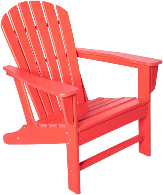 Luckyberry Outdoor Classic HDPE Plastic Adirondack Chair, Red