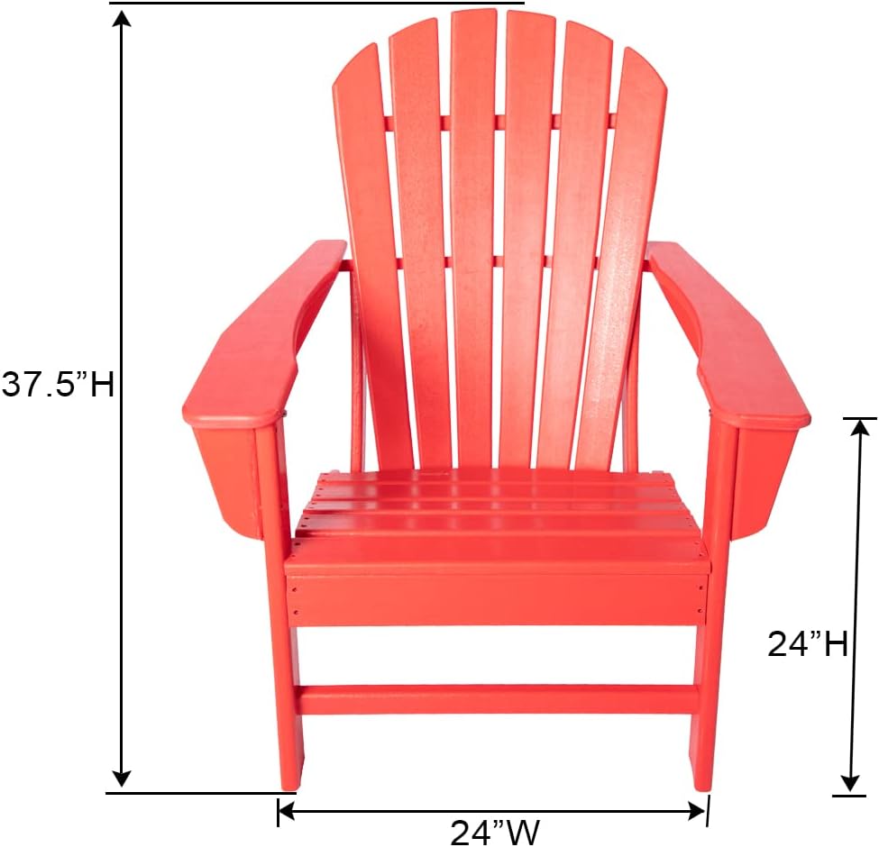 Luckyberry Outdoor Classic HDPE Plastic Adirondack Chair, Red