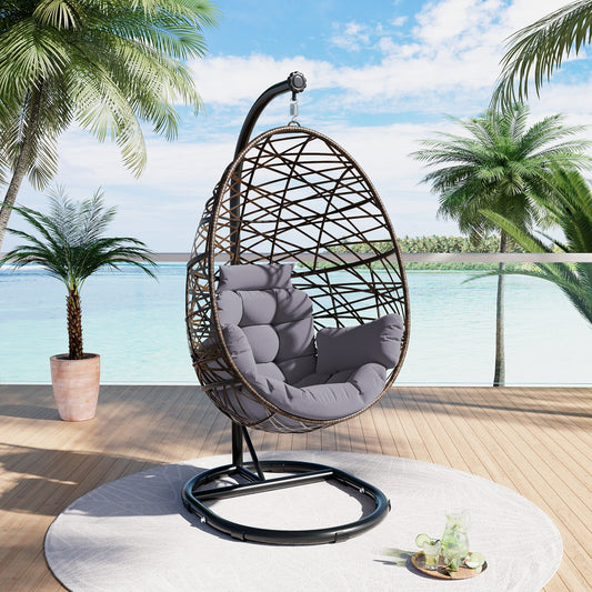 Luckyberry Hanging Egg Chair with Stand, Gray
